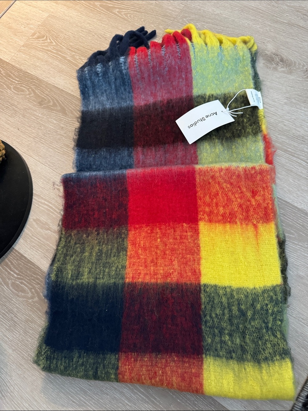 Acne Studios Multicolor Plaid Checkered Alpaca Wool Scarf NEW 🏷️